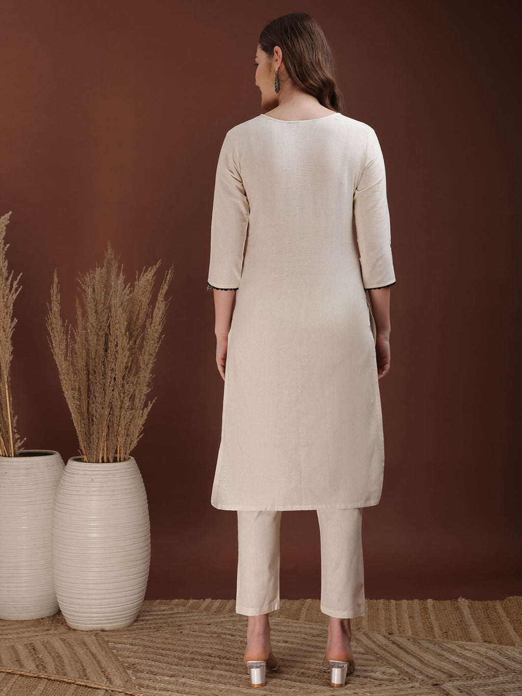 Floral Embroidered Co Ords, White - Hiral Fashion | Grocsy