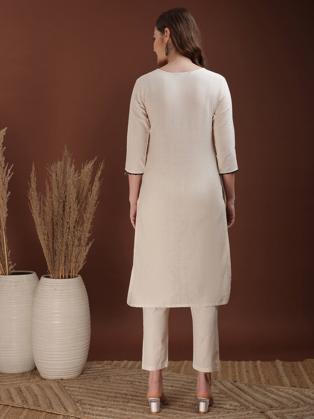 Floral Embroidered Co Ords, White - Hiral Fashion | Grocsy
