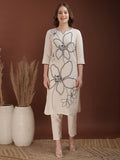 Floral Embroidered Co Ords, White - Hiral Fashion | Grocsy