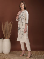 Floral Embroidered Co Ords, White - Hiral Fashion | Grocsy