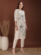 Floral Embroidered Co Ords, White - Hiral Fashion | Grocsy