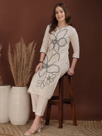 Floral Embroidered Co Ords, White - Hiral Fashion | Grocsy