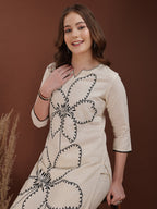 Floral Embroidered Co Ords, White - Hiral Fashion | Grocsy