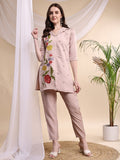 Floral Embroidered Co Ords, Pink - Hiral Fashion | Grocsy