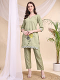 Floral Embroidered Co-Ords, Green - Hiral Fashion | Grocsy