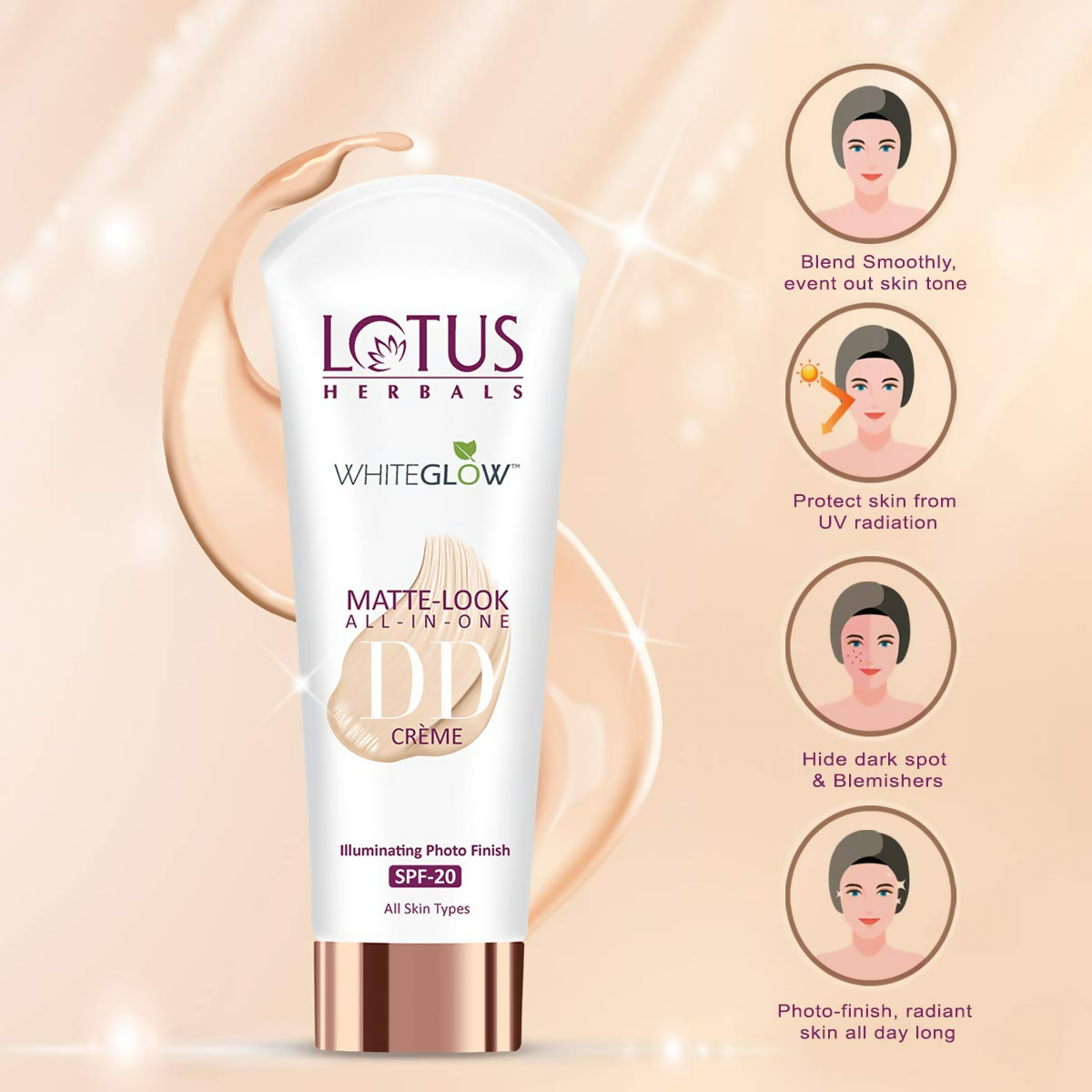 Lotus Herbals Whiteglow Matte Cream Look All In One DD Crame Spf 20 | Grocsy