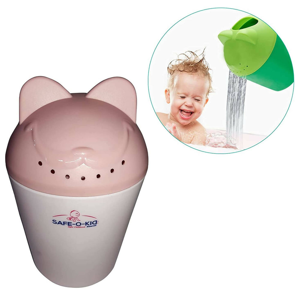 Safe-O-Kid Hair Washing Mug, Baby Shampoo Cup, Baby Shower, Baby Bath Rainer, Pink | Grocsy