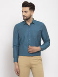 Jainish Blue Men's Cotton Polka Dots Formal Shirt's ( SF 761Peacock ) | Grocsy