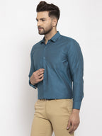 Jainish Blue Men's Cotton Polka Dots Formal Shirt's ( SF 761Peacock ) | Grocsy