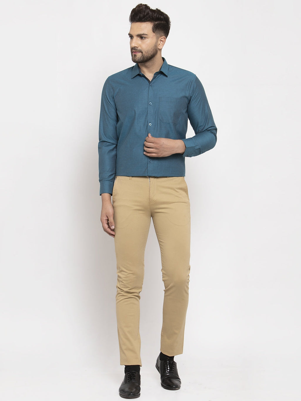 Jainish Blue Men's Cotton Polka Dots Formal Shirt's ( SF 761Peacock ) | Grocsy