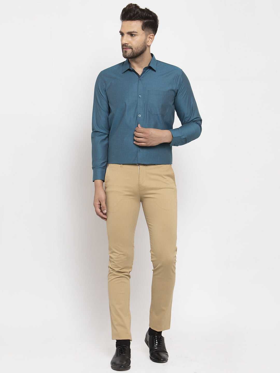 Jainish Blue Men's Cotton Polka Dots Formal Shirt's ( SF 761Peacock ) | Grocsy