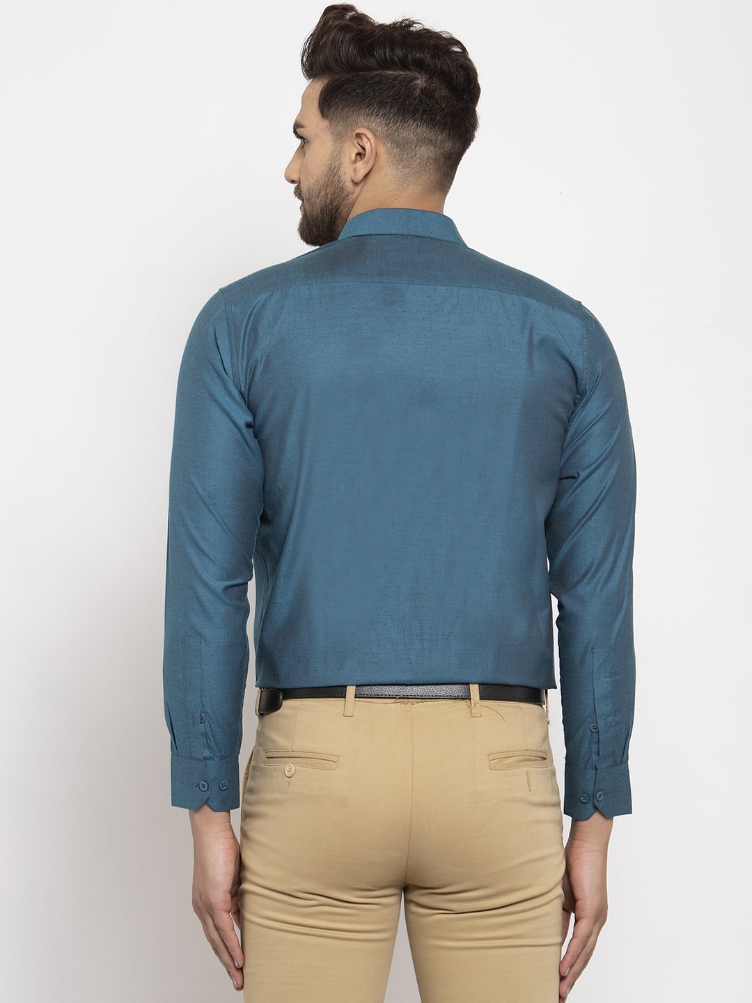 Jainish Blue Men's Cotton Polka Dots Formal Shirt's ( SF 761Peacock ) | Grocsy