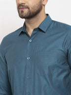 Jainish Blue Men's Cotton Polka Dots Formal Shirt's ( SF 761Peacock ) | Grocsy