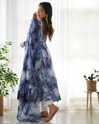 Joban Fashion Navy Blue Kurta Set Organza Sequin Embroidery Work | Grocsy