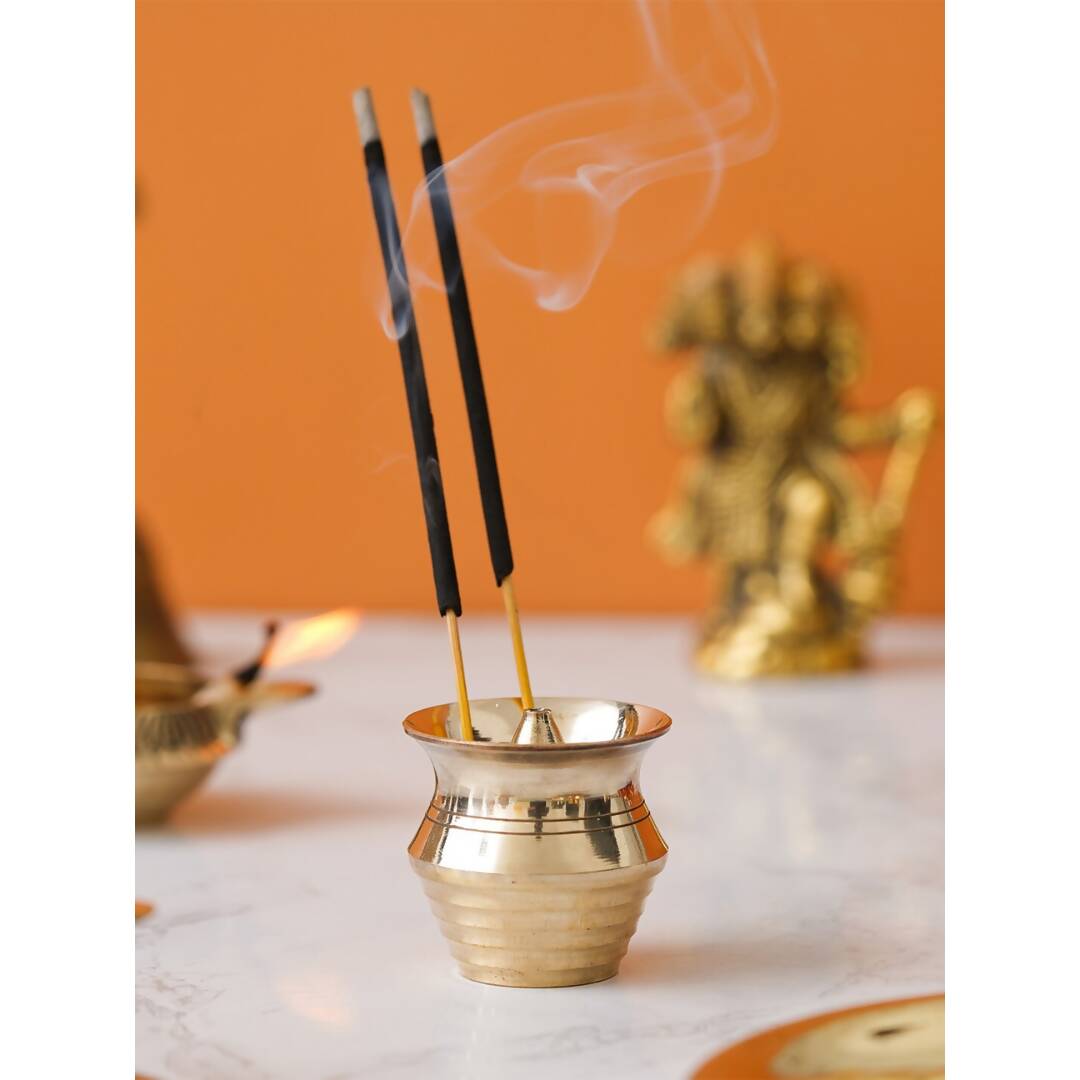 eCraftIndia Yellow Brass Incense Stick Holder | Grocsy
