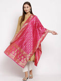 Myshka Women's Pink Silk Print Casual Dupatta | Grocsy