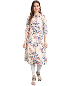 Vamika Cream French Crepe Printed Party Wear/Casual Wear Kurti (K1057 M) | Grocsy