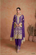 Festive Wear Ethnic Blue Chinon Stitched Suit With Dupatta - Zeeya | Grocsy