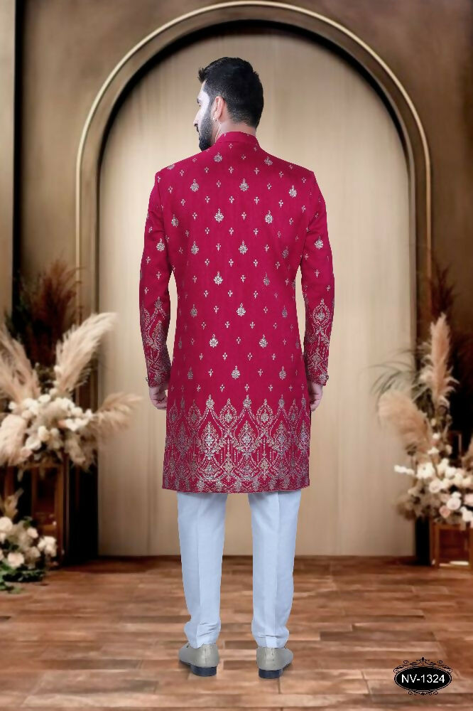 Joban Fashion Men's Rani-Pink Silk Kurta with Pyjama | Grocsy
