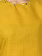 Myshka Women's Mustard A-Line Solid Kurta | Grocsy