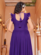 Prazu Fashion Purple Georgette With Rich Zari-Sequins Embroidery Gown | Grocsy