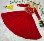 Prazu Fashion Maroon Georgette Embroidered Zari Work Designer Gown | Grocsy