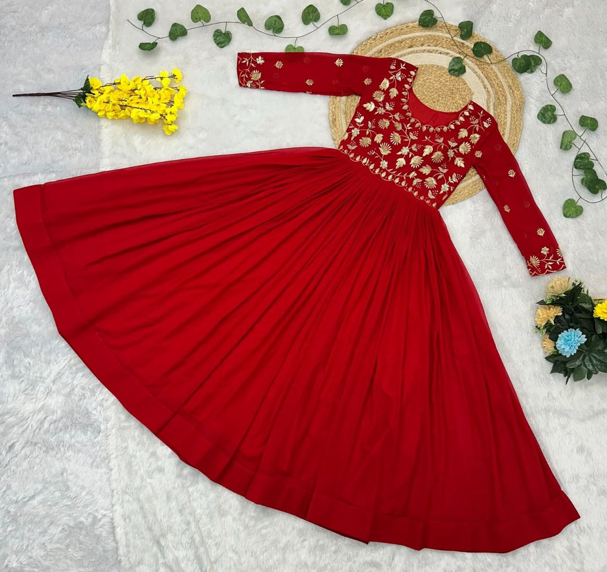 Prazu Fashion Maroon Georgette Embroidered Zari Work Designer Gown | Grocsy