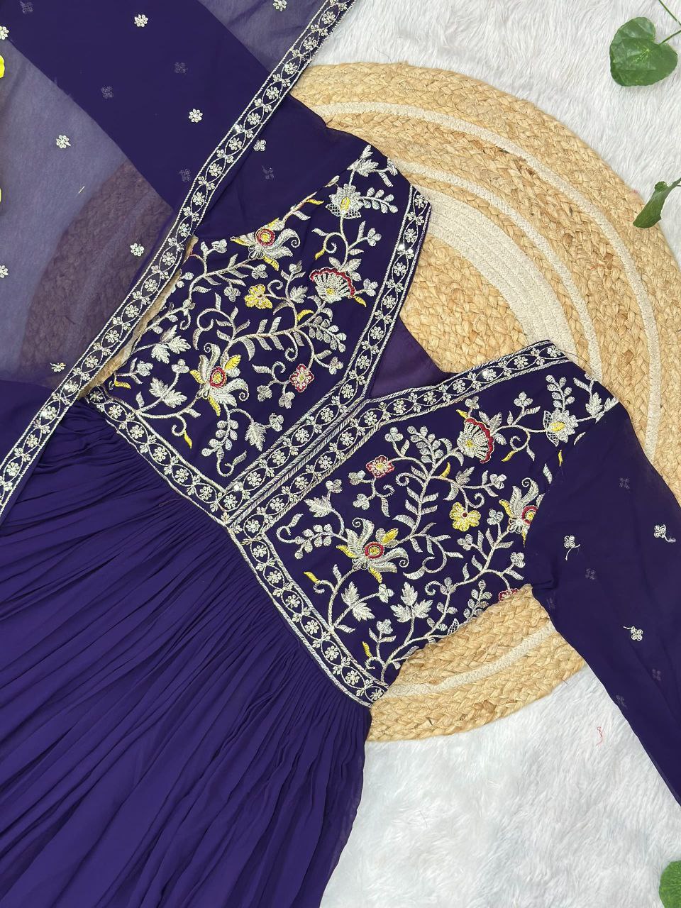 Prazu Fashion Purple Georgette With Rich Zari-Sequins Embroidery Gown | Grocsy