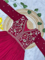 Prazu Fashion Red Georgette With Rich Zari-Sequins Embroidery Gown | Grocsy