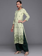 Indo Era Green Foil Printed Straight Kurta | Grocsy