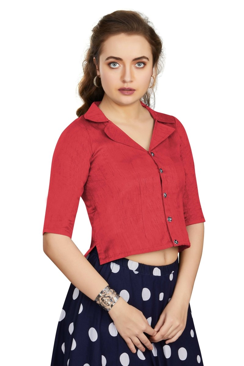 Aastha Fashion Women's Women's Gajri Art Silk Button Readymade Blouse | Grocsy