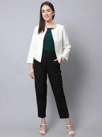 Even Apparels White 100% Viscose Open Front Statement Women's Jacket | Grocsy