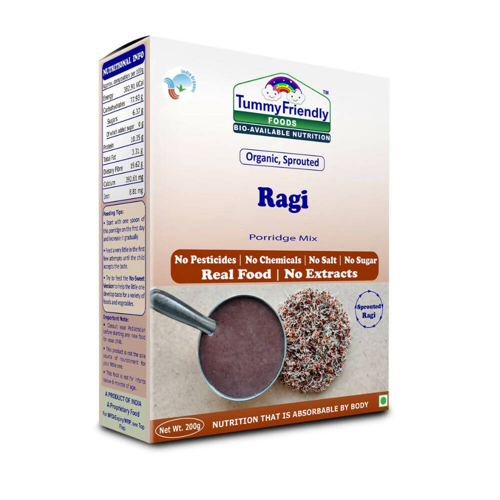 TummyFriendly Foods Certified Organic Sprouted Ragi Porridge Mix | Grocsy