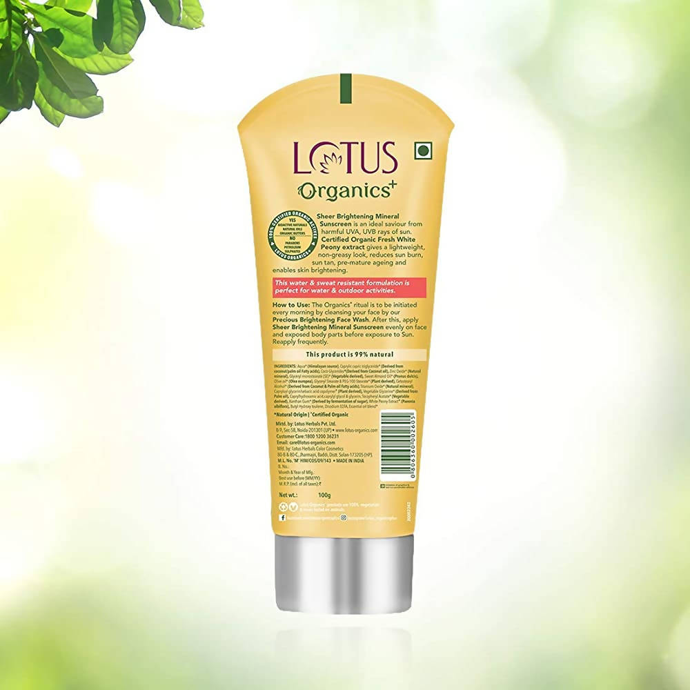 Lotus Organics+ Sheer Brightening Mineral Sunscreen | Grocsy