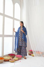Designer Stylish Blue Muslin Stitched Suit With Dupatta - Anbazaar | Grocsy