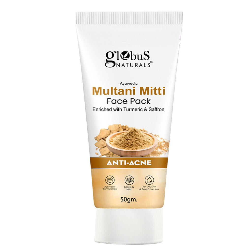 Globus Naturals Anti Acne Multani Mitti Face Pack, For Oily & Acne Prone Skin | Grocsy