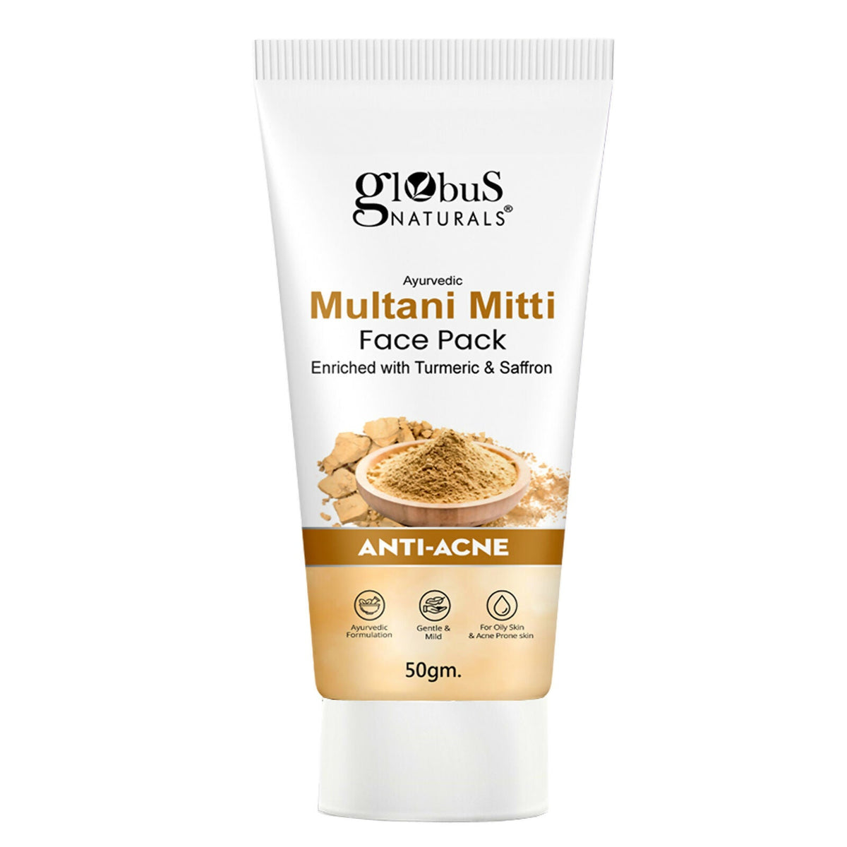 Globus Naturals Anti Acne Multani Mitti Face Pack, For Oily & Acne Prone Skin | Grocsy