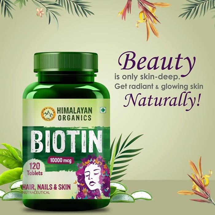 Himalayan Organics Biotin 10,000 mcg For Hair, Nails & Skin Nutraceutical Tablets | Grocsy