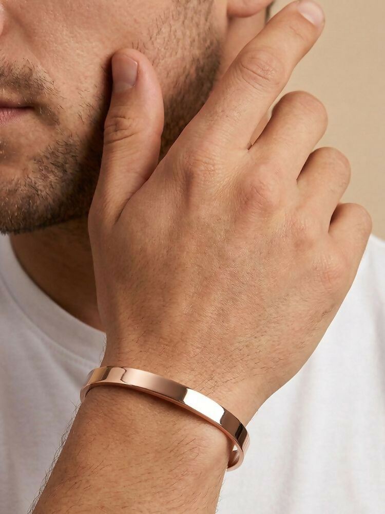 NVR Men's Rose Gold Kada Bracelet | Grocsy
