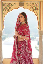 Lorenvalley Ranipink Pure Viscose Jacquard With Embroidered Sequins work Lehenga Choli | Grocsy