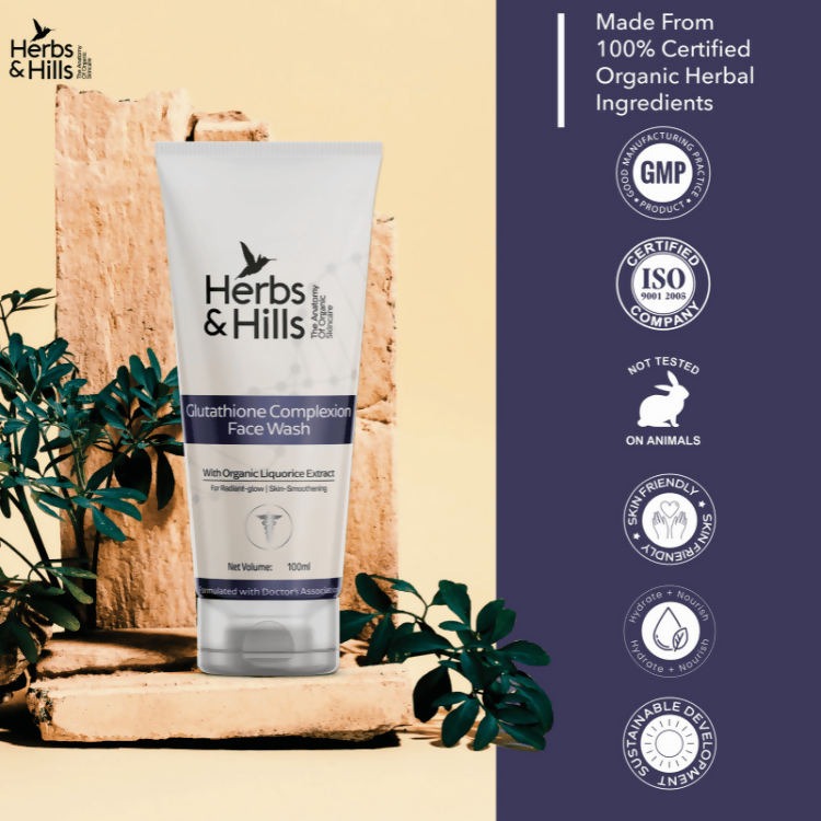 Herbs & Hills Glutathione Complexion Face Wash | Grocsy