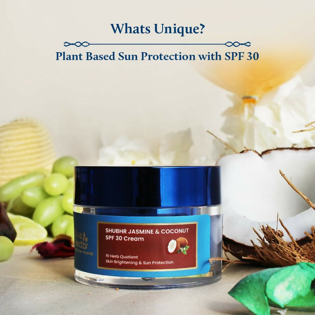 Blue Nectar Shubhr Jasmine & Coconut SPF 30 Sunscreen Face Cream for Plant Based Sun Protection | Grocsy