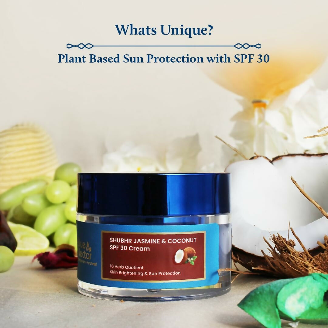 Blue Nectar Shubhr Jasmine & Coconut SPF 30 Sunscreen Face Cream for Plant Based Sun Protection | Grocsy