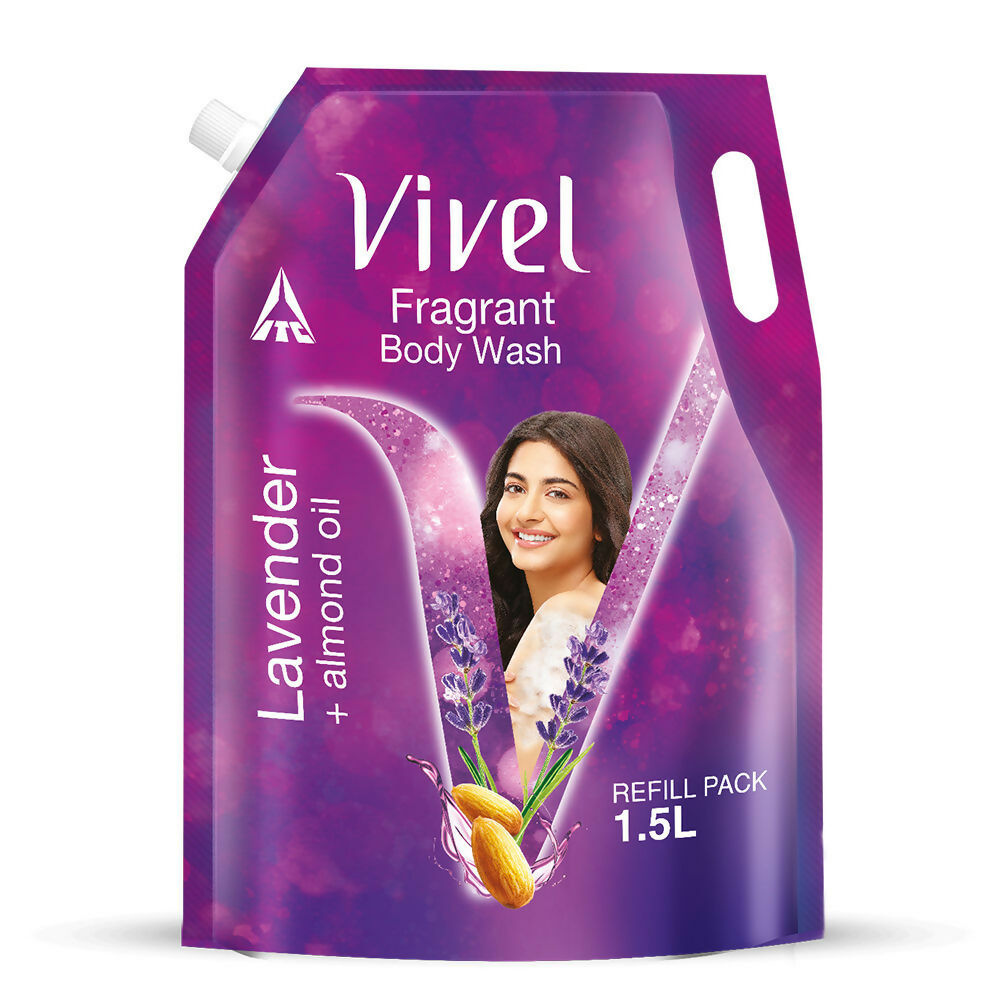 Vivel Fragrant Body Wash Lavender & Almond Oil Shower Gel Supersaver XL Refill Pouch | Grocsy