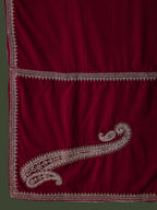 Sangria Floral Embroidered Straight Kurta & Trousers With Dupatta | Grocsy