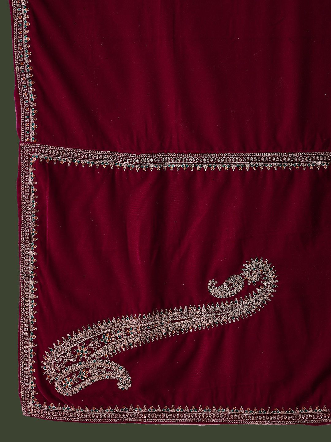 Sangria Floral Embroidered Straight Kurta & Trousers With Dupatta | Grocsy