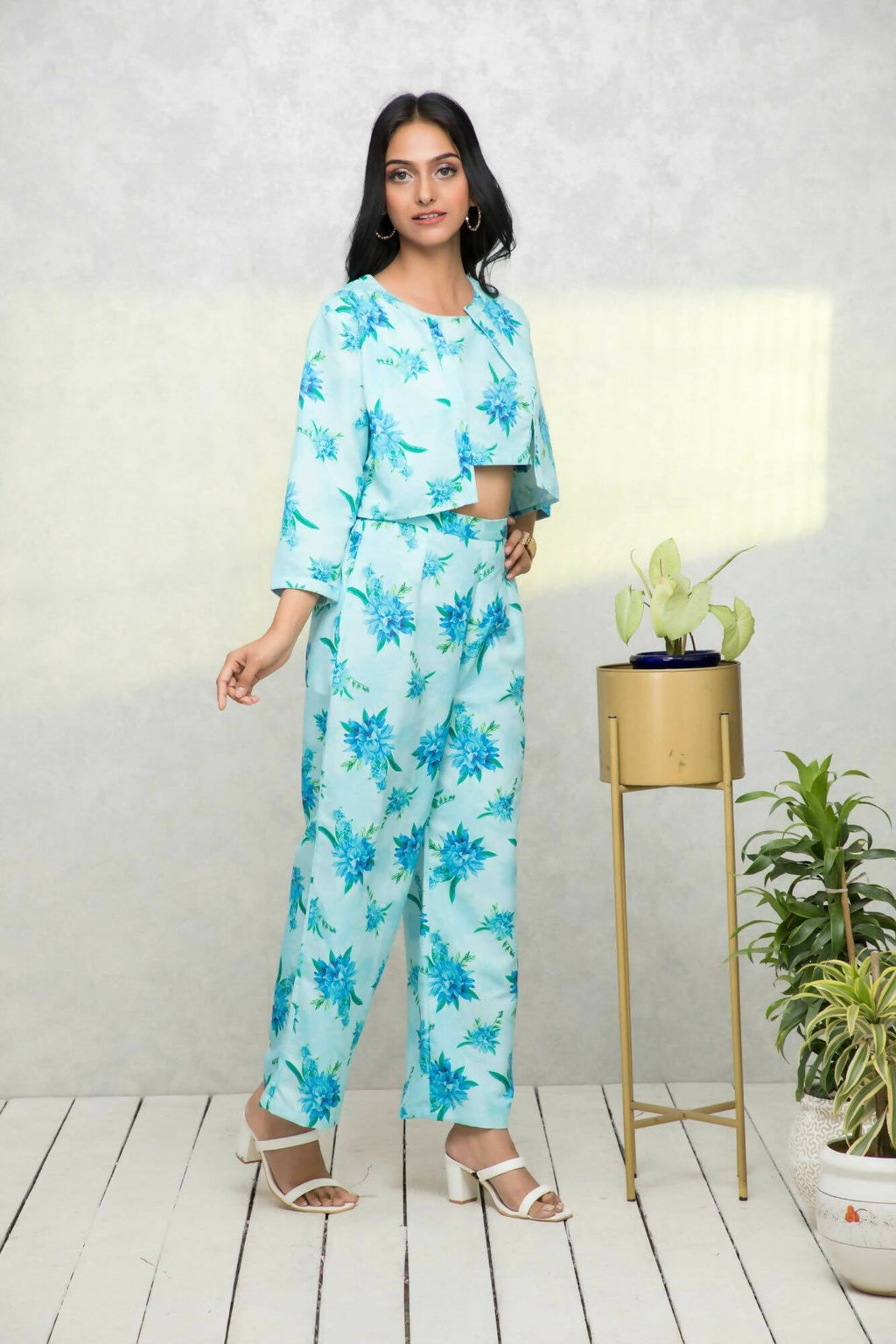 Myshka Women Blue Printed Pastels Co-Ords | Grocsy