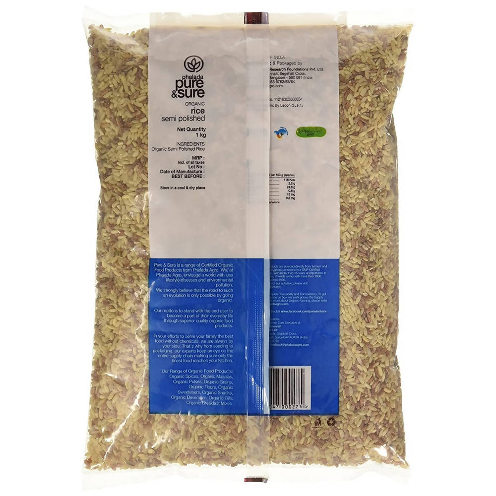 Pure & Sure Organic Rice Semi Polished - Rajmudi | Grocsy