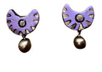Terracotta Crescent Shaped Ear Studs With Drops