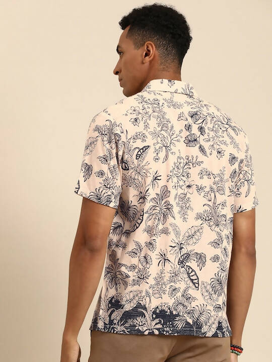 Off White Relaxed Floral Opaque Printed Casual Resort Shirt - Mahotsav | Grocsy